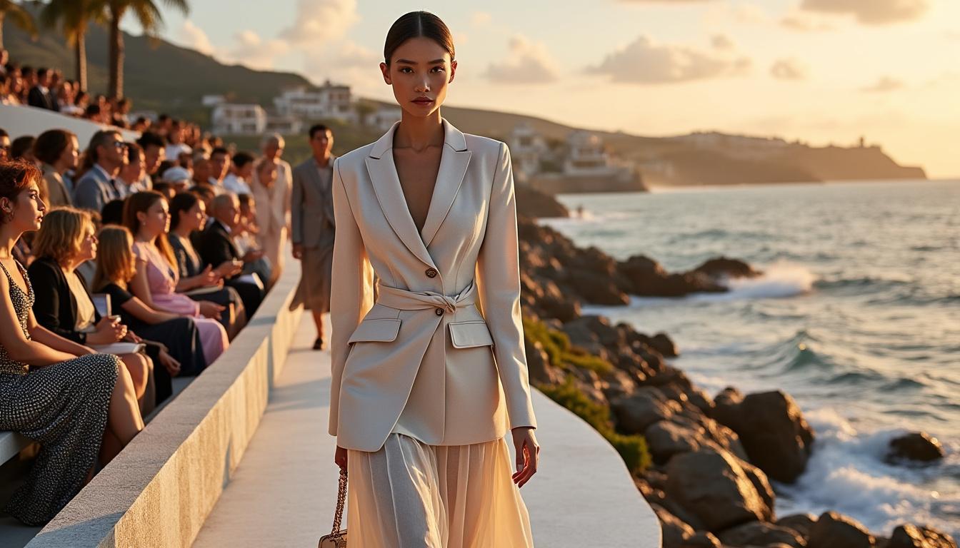 découvrez le défilé croisière de chanel à biarritz, sur les rives de l'océan, dans un lieu chargé d'histoire où la mode rencontre le patrimoine.