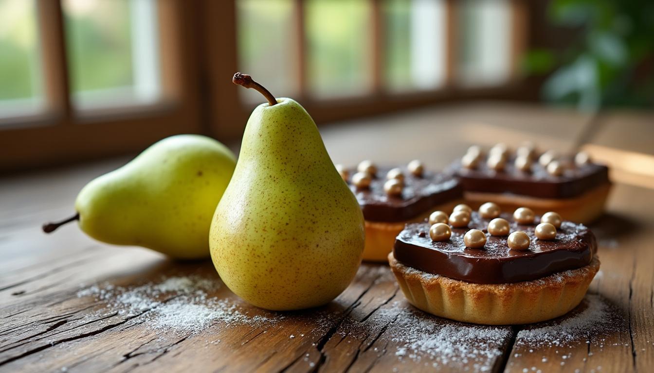 découvrez notre tarte aux poires juteuses et éclats de chocolat gourmand, un délice fondant parfait pour toutes vos envies sucrées.