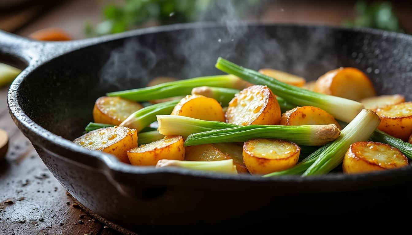 découvrez notre recette facile et savoureuse de délice de pommes de terre sautées aux poireaux fondants, un plat gourmand parfait pour toutes les occasions.