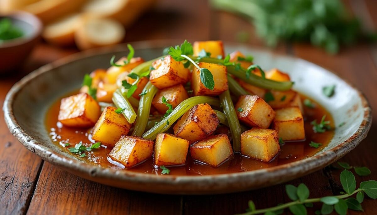 Délice de pommes de terre sautées aux poireaux fondants