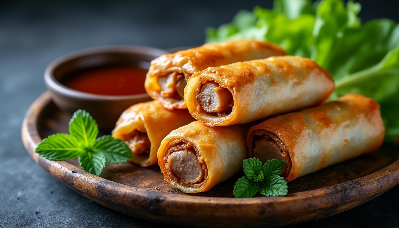 découvrez la recette traditionnelle des nems croustillants au porc, faciles à préparer et savoureux, parfaits pour un apéritif ou un repas convivial.