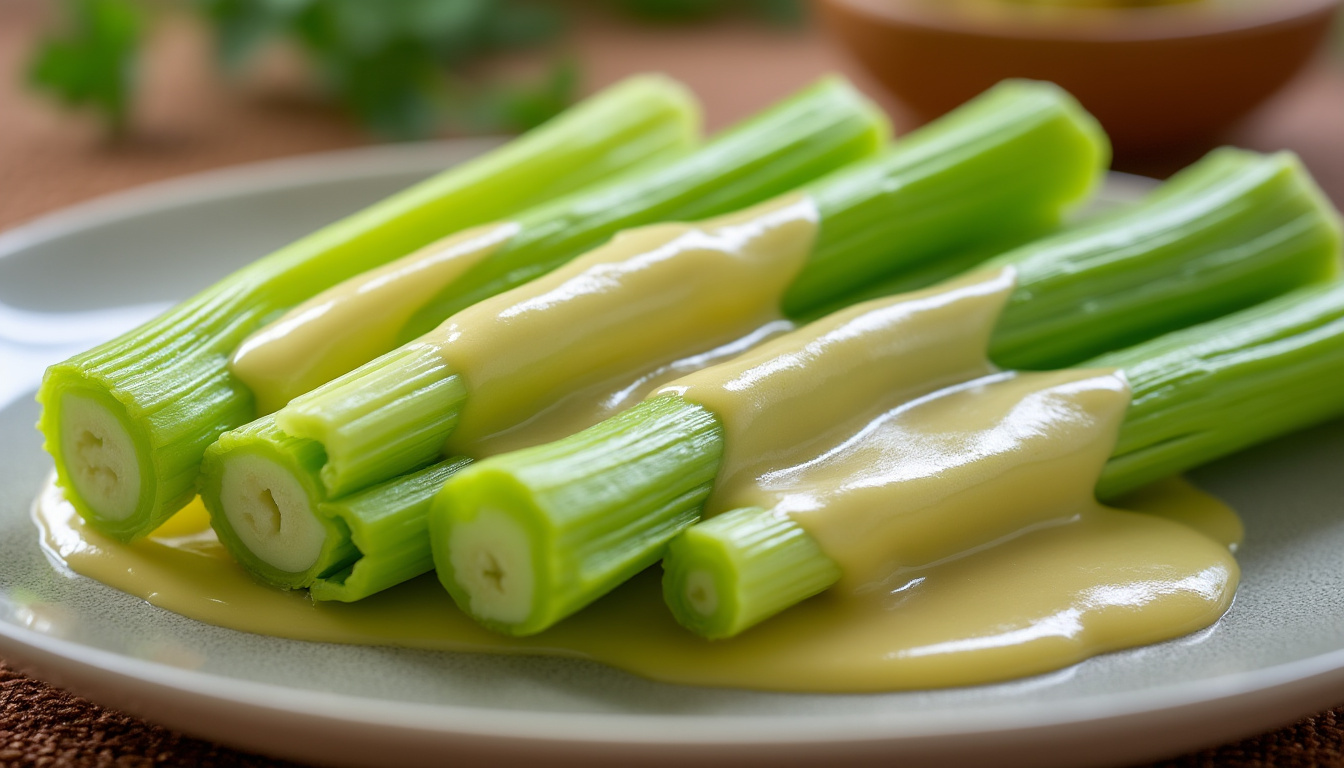découvrez notre recette délicieuse et veloutée à base de céleri branche, parfaite pour un plat doux et réconfortant. facile à préparer et savoureuse, elle séduira toute la famille.