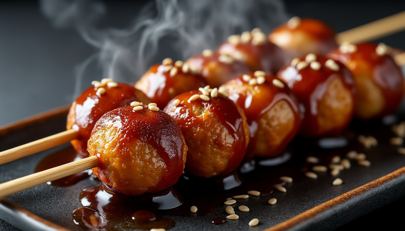 savourez les délicieuses boulettes de poulet japonaises tsukune et découvrez leur secret de préparation pour un goût authentique et fondant.