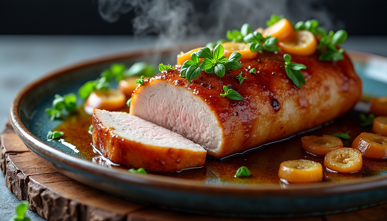 découvrez notre filet mignon de porc délicatement glacé au miel parfumé, une recette savoureuse alliant douceur et finesse pour un repas gourmand et raffiné.