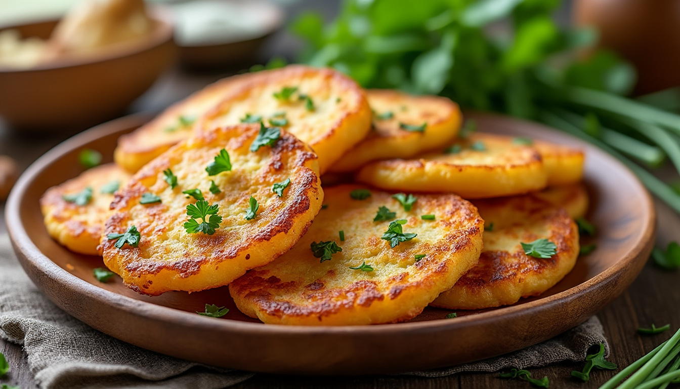 découvrez nos galettes croustillantes de pommes de terre aux fines herbes, une recette savoureuse et facile à préparer pour un repas gourmand et léger.