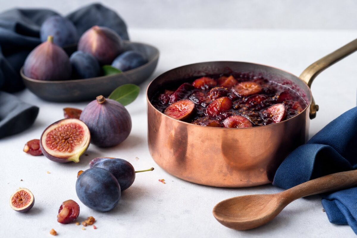 Délicieuse compotée maison de figues et de quetsches