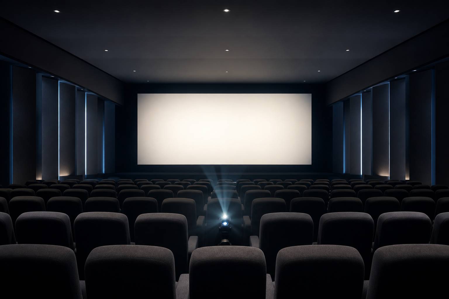 Fauteuils cinema vides projecteur eclairage tamise culturel