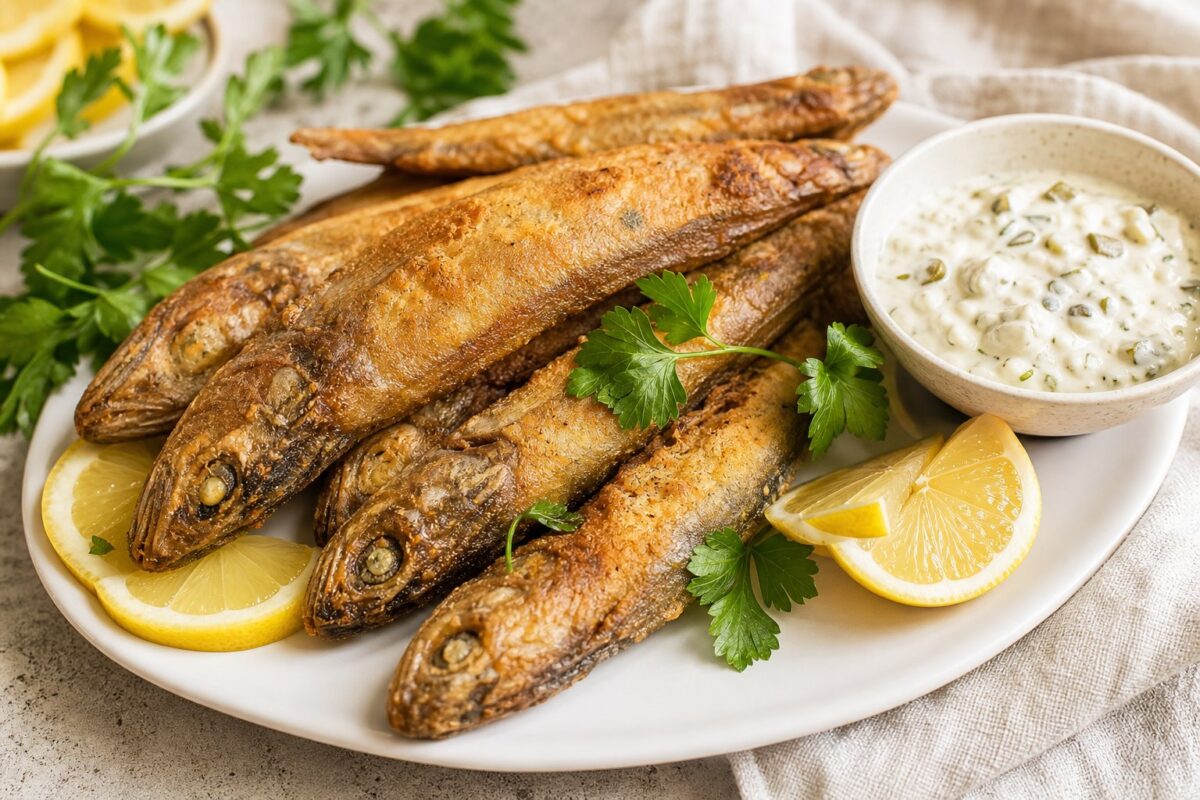 Délices croustillants : Merlans frits accompagnés d&rsquo;une sauce tartare maison