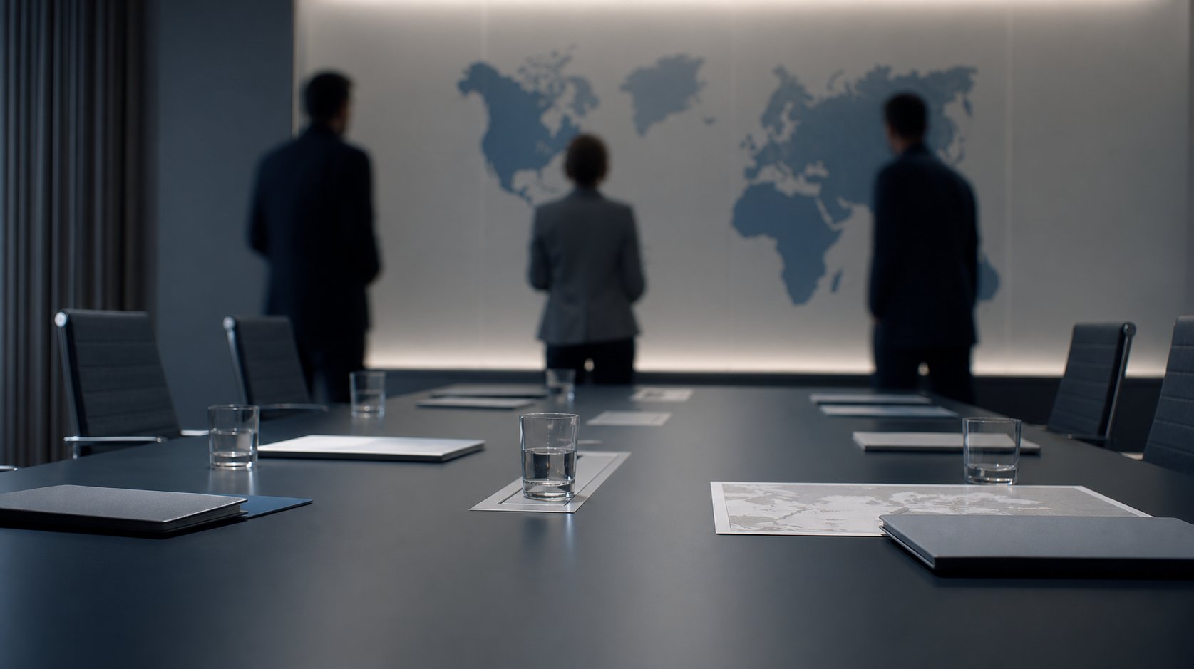 Bureau de diplomate avec documents et carte du monde - relations internationales
