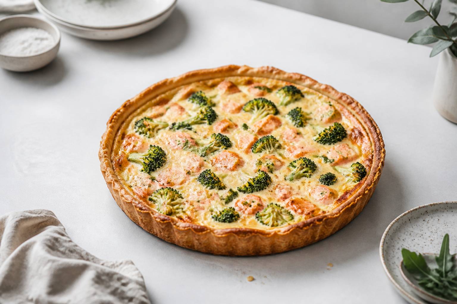 Illustration de l'article : DÃ©licieuse tarte savoureuse au saumon et brocolis frais