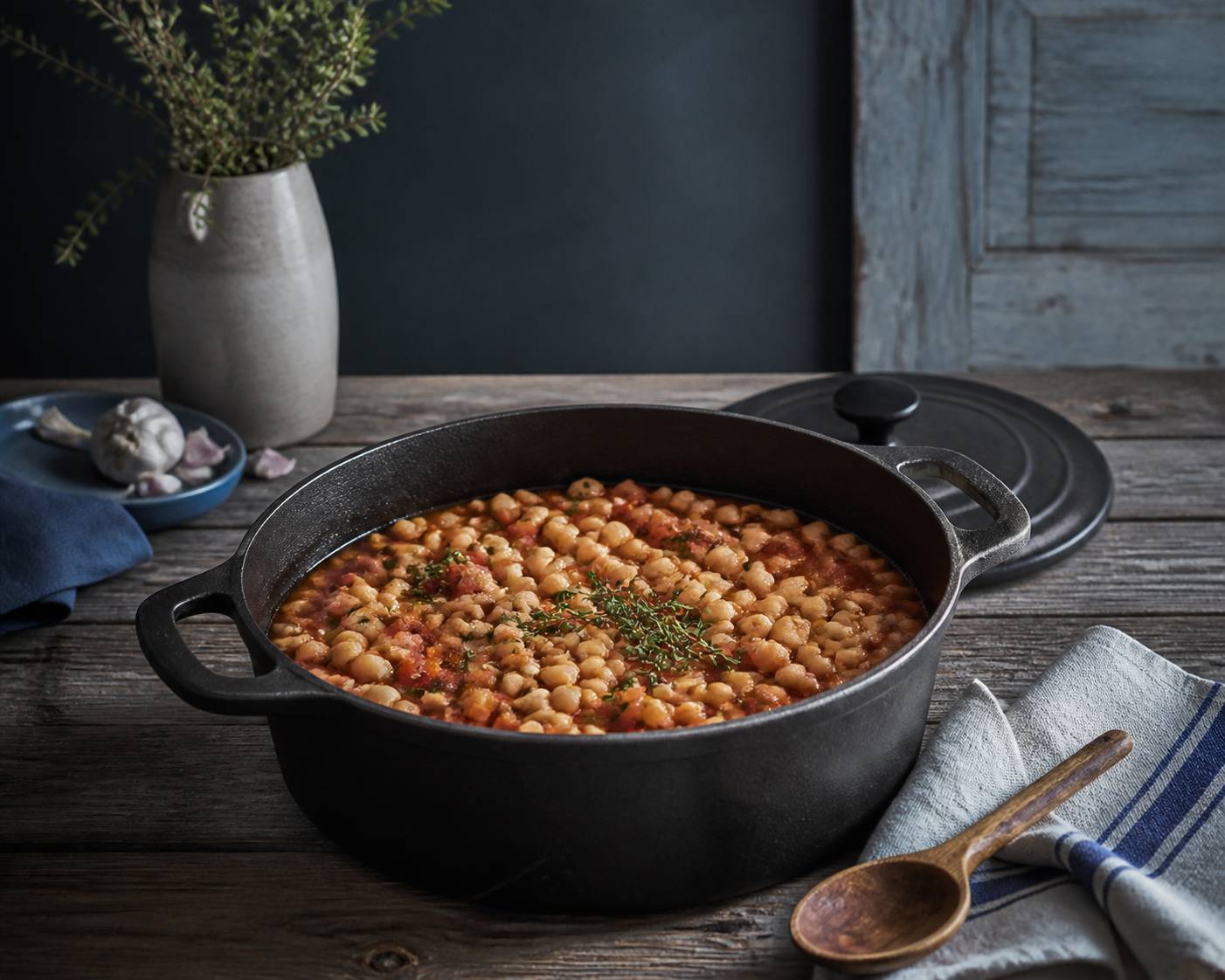 Cocotte de flageolets mijotés avec tomate et herbes