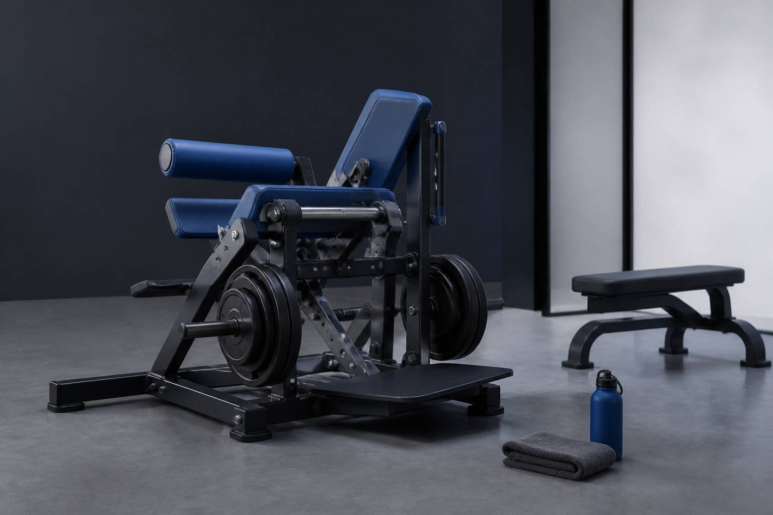 Machine de musculation pour les jambes avec disques de poids