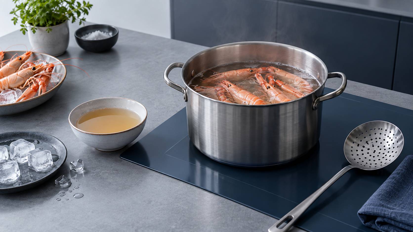 Illustration éditoriale du sujet : Les secrets pour une cuisson parfaite des langoustines