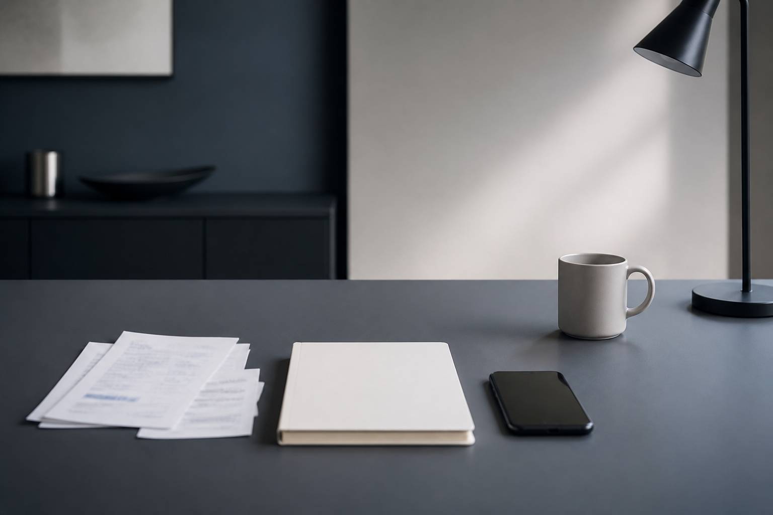 Espace de travail ordonné avec relevés et carnet